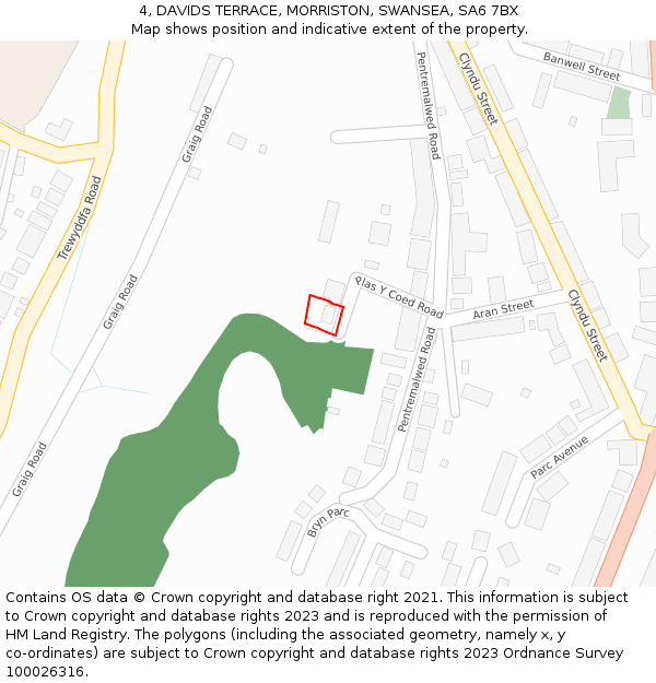 4, DAVIDS TERRACE, MORRISTON, SWANSEA, SA6 7BX: Location map and indicative extent of plot