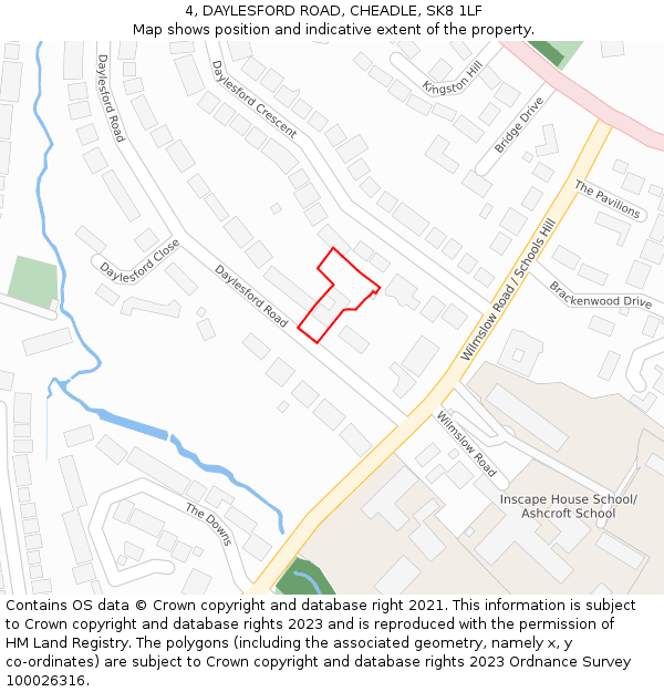 4, DAYLESFORD ROAD, CHEADLE, SK8 1LF: Location map and indicative extent of plot