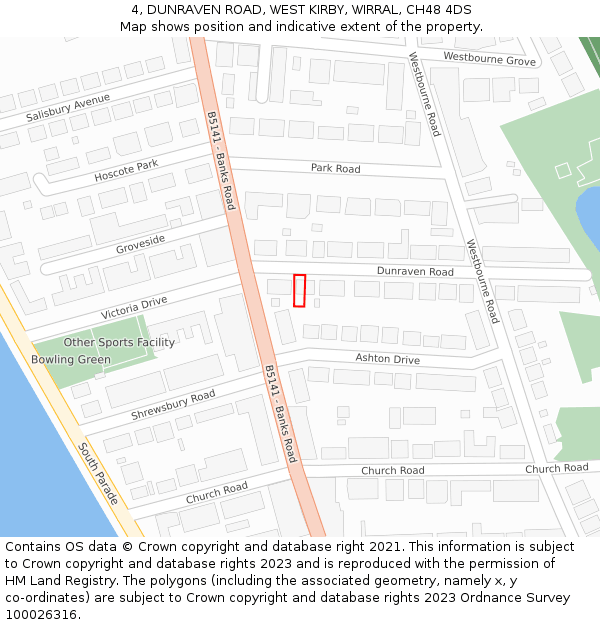 4, DUNRAVEN ROAD, WEST KIRBY, WIRRAL, CH48 4DS: Location map and indicative extent of plot