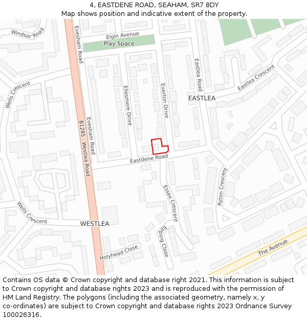 4, EASTDENE ROAD, SEAHAM, SR7 8DY: Location map and indicative extent of plot