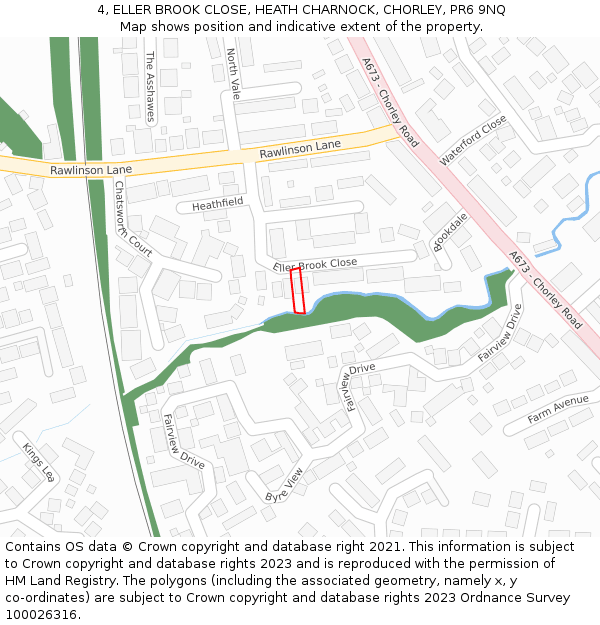 4, ELLER BROOK CLOSE, HEATH CHARNOCK, CHORLEY, PR6 9NQ: Location map and indicative extent of plot