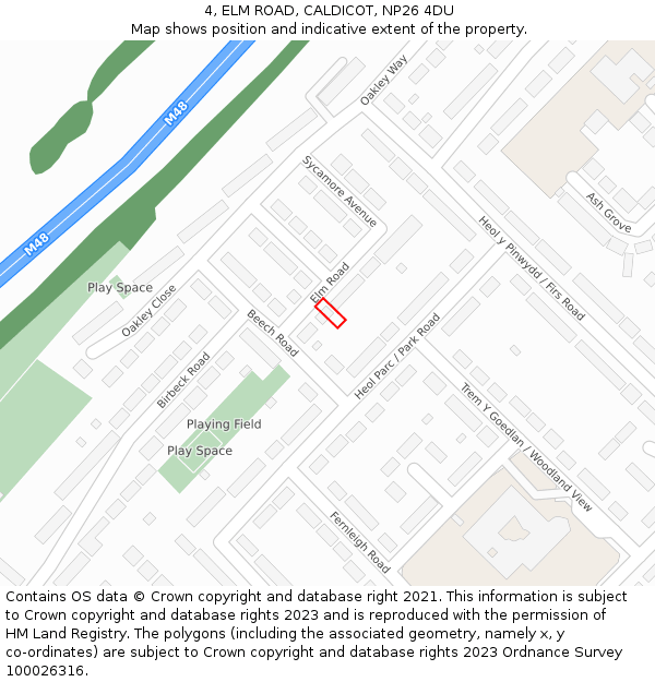 4, ELM ROAD, CALDICOT, NP26 4DU: Location map and indicative extent of plot