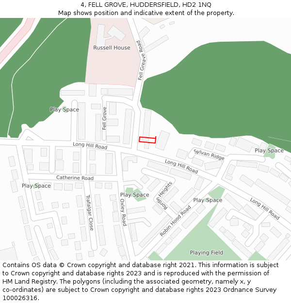 4, FELL GROVE, HUDDERSFIELD, HD2 1NQ: Location map and indicative extent of plot