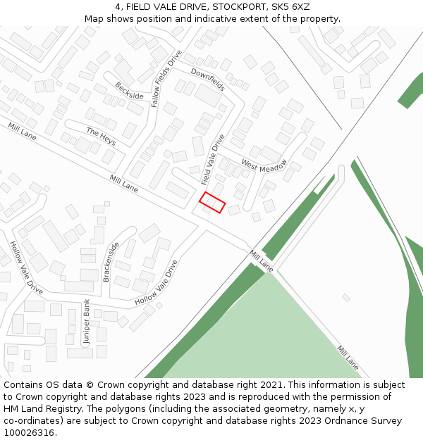 4, FIELD VALE DRIVE, STOCKPORT, SK5 6XZ: Location map and indicative extent of plot