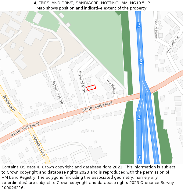 4, FRIESLAND DRIVE, SANDIACRE, NOTTINGHAM, NG10 5HP: Location map and indicative extent of plot