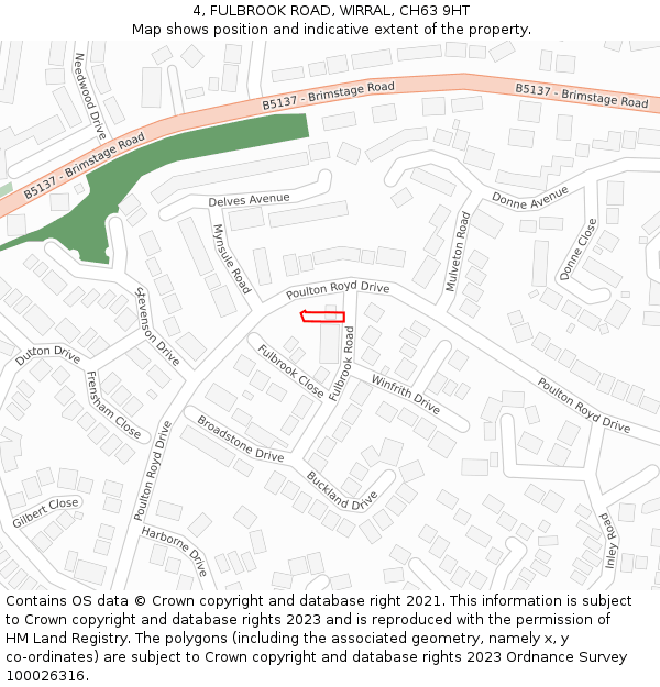 4, FULBROOK ROAD, WIRRAL, CH63 9HT: Location map and indicative extent of plot