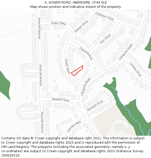 4, GOWER ROAD, ABERDARE, CF44 0LE: Location map and indicative extent of plot