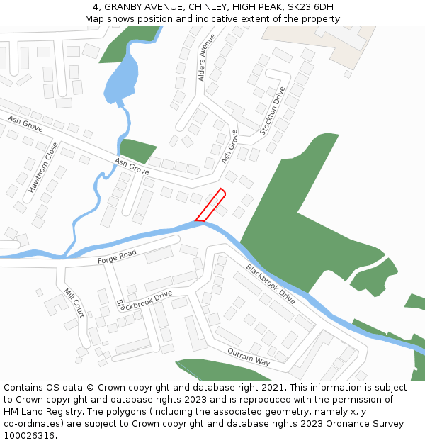 4, GRANBY AVENUE, CHINLEY, HIGH PEAK, SK23 6DH: Location map and indicative extent of plot