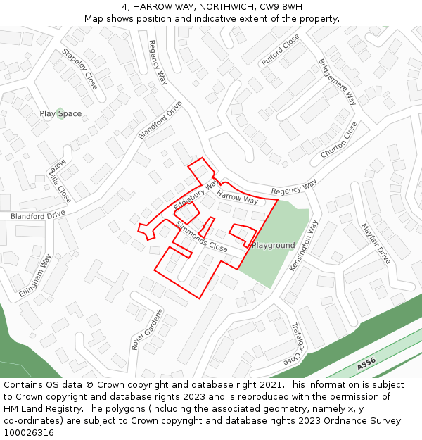 4, HARROW WAY, NORTHWICH, CW9 8WH: Location map and indicative extent of plot