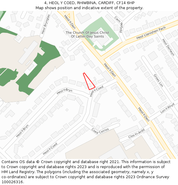 4, HEOL Y COED, RHIWBINA, CARDIFF, CF14 6HP: Location map and indicative extent of plot