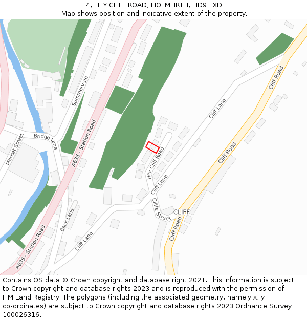 4, HEY CLIFF ROAD, HOLMFIRTH, HD9 1XD: Location map and indicative extent of plot