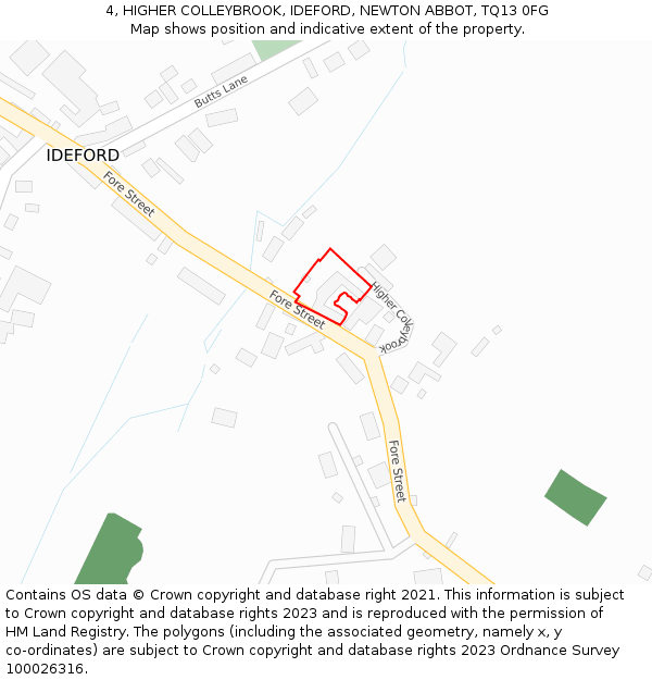 4, HIGHER COLLEYBROOK, IDEFORD, NEWTON ABBOT, TQ13 0FG: Location map and indicative extent of plot