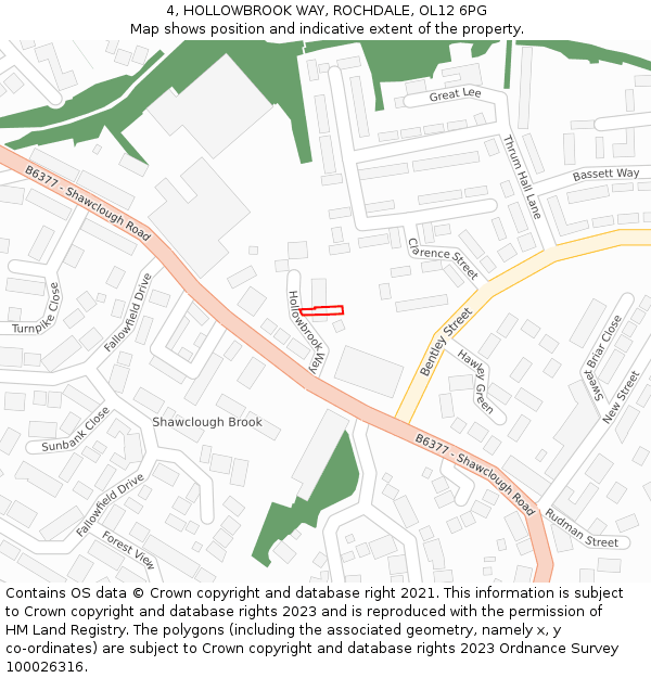 4, HOLLOWBROOK WAY, ROCHDALE, OL12 6PG: Location map and indicative extent of plot