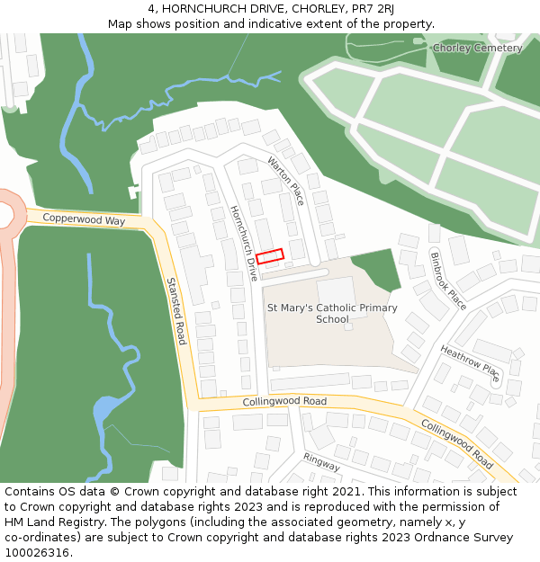 4, HORNCHURCH DRIVE, CHORLEY, PR7 2RJ: Location map and indicative extent of plot