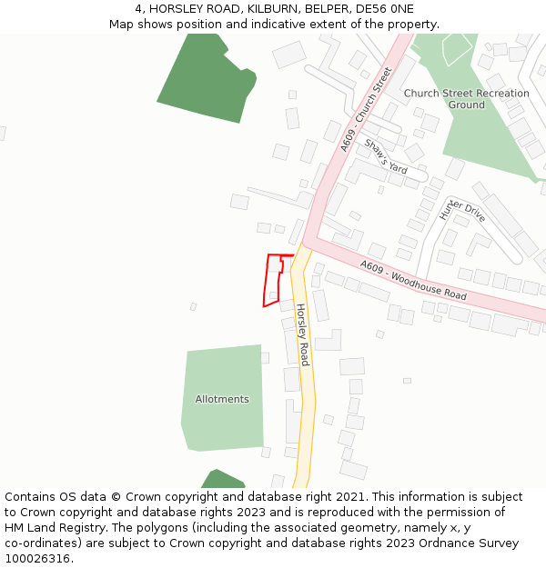 4, HORSLEY ROAD, KILBURN, BELPER, DE56 0NE: Location map and indicative extent of plot