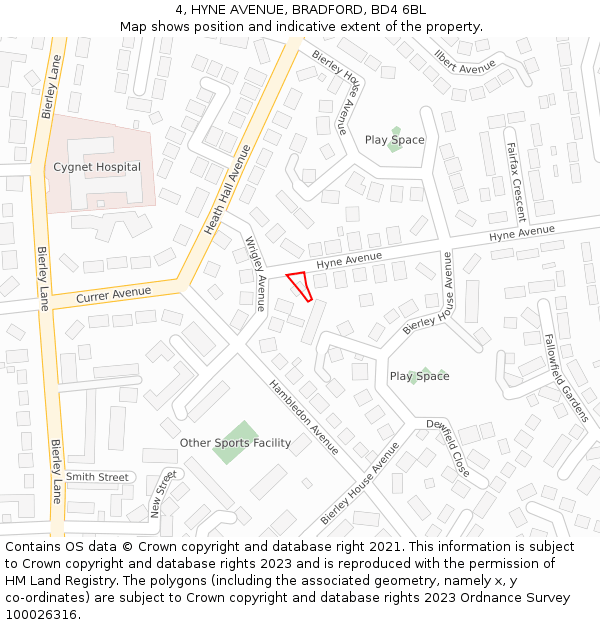 4, HYNE AVENUE, BRADFORD, BD4 6BL: Location map and indicative extent of plot