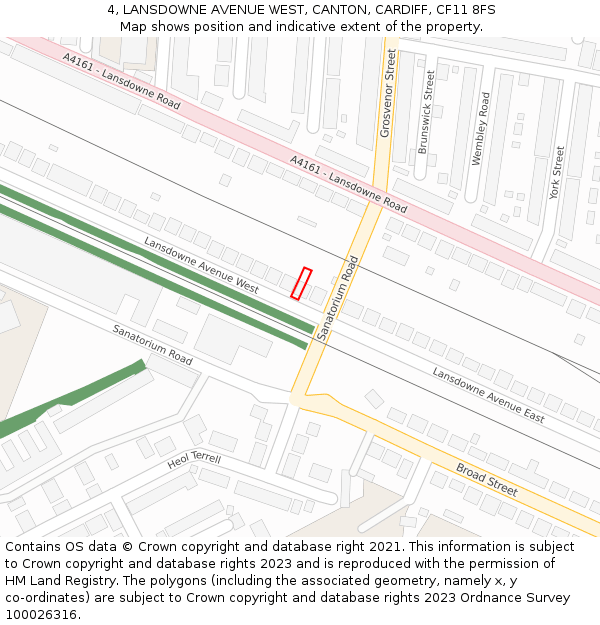 4, LANSDOWNE AVENUE WEST, CANTON, CARDIFF, CF11 8FS: Location map and indicative extent of plot