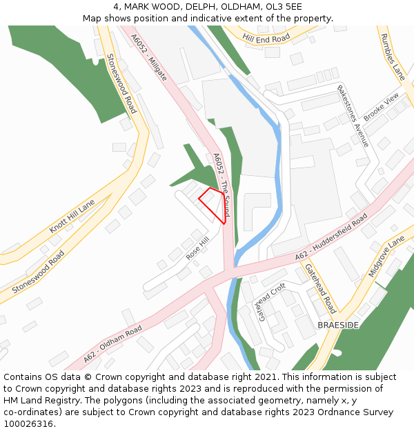 4, MARK WOOD, DELPH, OLDHAM, OL3 5EE: Location map and indicative extent of plot