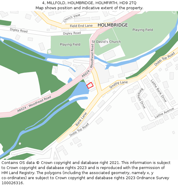 4, MILLFOLD, HOLMBRIDGE, HOLMFIRTH, HD9 2TQ: Location map and indicative extent of plot