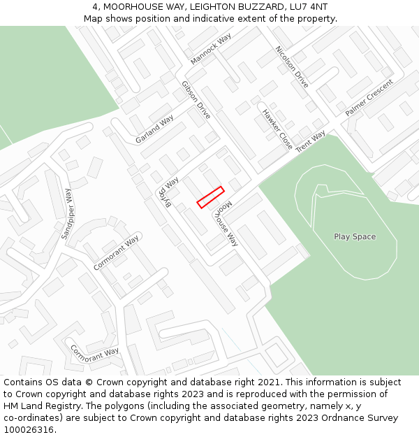 4, MOORHOUSE WAY, LEIGHTON BUZZARD, LU7 4NT: Location map and indicative extent of plot