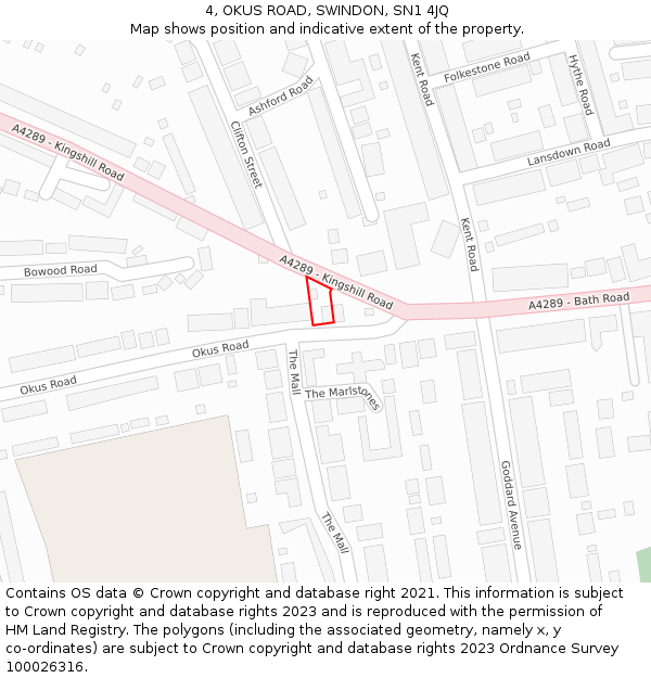 4, OKUS ROAD, SWINDON, SN1 4JQ: Location map and indicative extent of plot