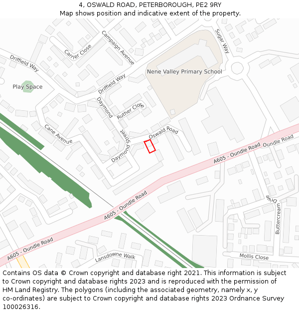 4, OSWALD ROAD, PETERBOROUGH, PE2 9RY: Location map and indicative extent of plot