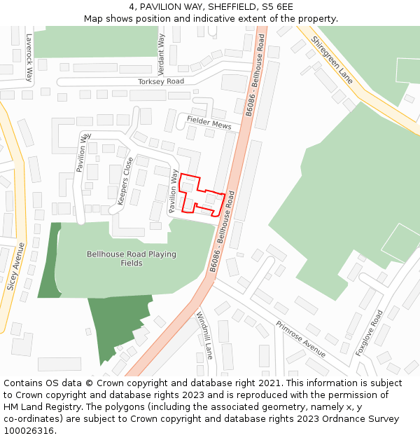 4, PAVILION WAY, SHEFFIELD, S5 6EE: Location map and indicative extent of plot