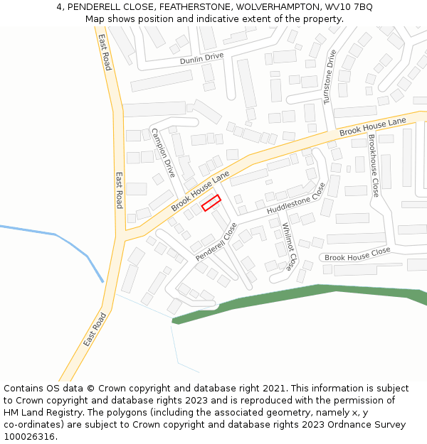 4, PENDERELL CLOSE, FEATHERSTONE, WOLVERHAMPTON, WV10 7BQ: Location map and indicative extent of plot