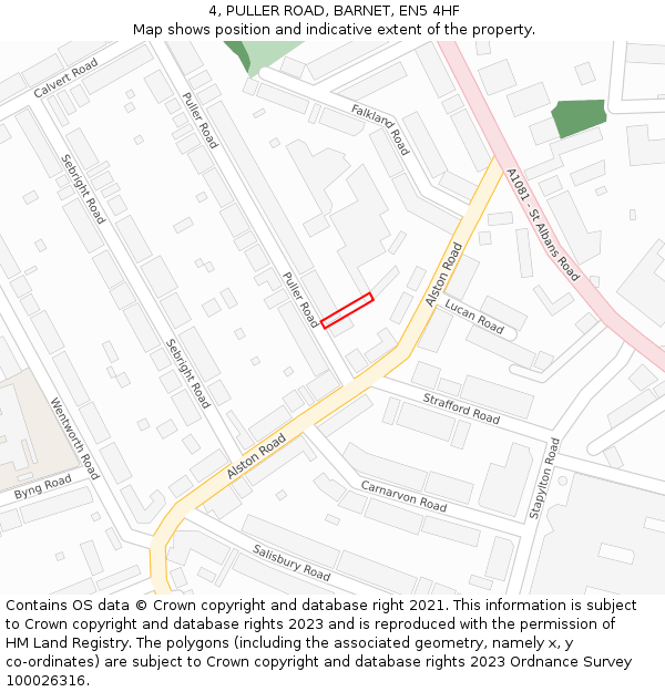 4, PULLER ROAD, BARNET, EN5 4HF: Location map and indicative extent of plot