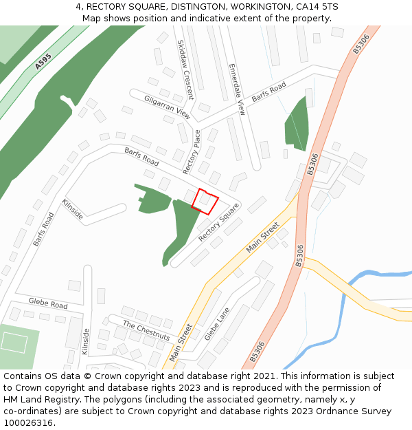 4, RECTORY SQUARE, DISTINGTON, WORKINGTON, CA14 5TS: Location map and indicative extent of plot