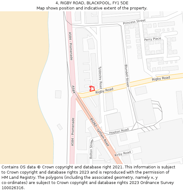 4, RIGBY ROAD, BLACKPOOL, FY1 5DE: Location map and indicative extent of plot