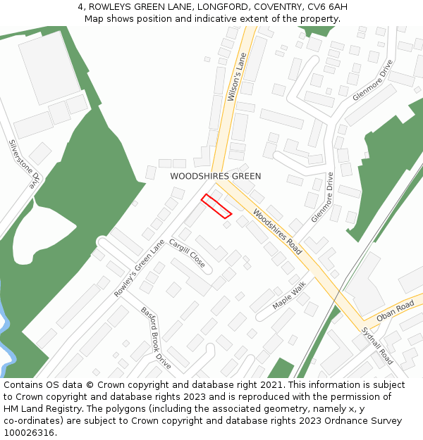 4, ROWLEYS GREEN LANE, LONGFORD, COVENTRY, CV6 6AH: Location map and indicative extent of plot