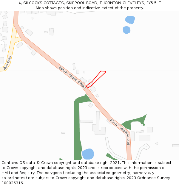 4, SILCOCKS COTTAGES, SKIPPOOL ROAD, THORNTON-CLEVELEYS, FY5 5LE: Location map and indicative extent of plot