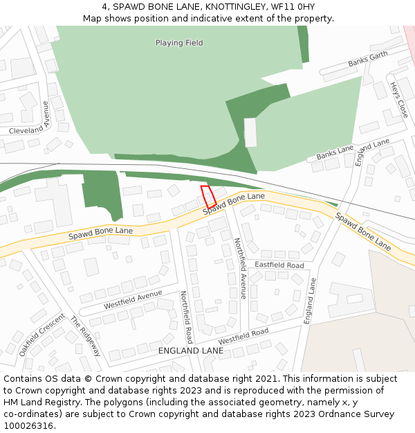 4, SPAWD BONE LANE, KNOTTINGLEY, WF11 0HY: Location map and indicative extent of plot