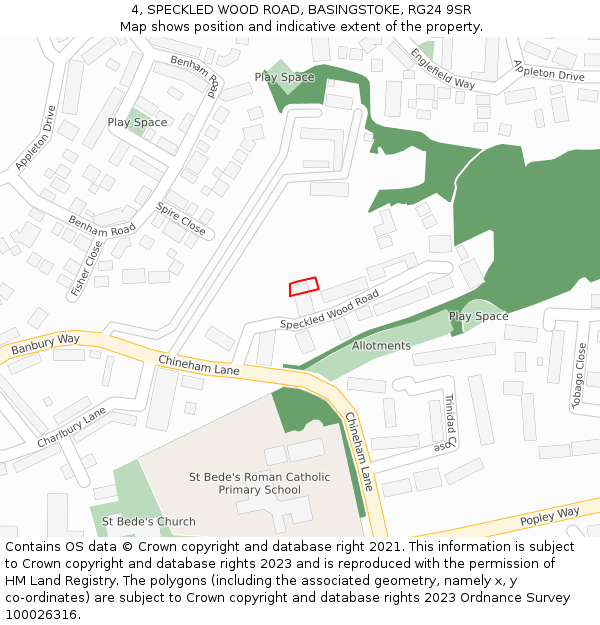 4, SPECKLED WOOD ROAD, BASINGSTOKE, RG24 9SR: Location map and indicative extent of plot