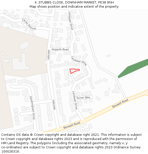 4, STUBBS CLOSE, DOWNHAM MARKET, PE38 9NH: Location map and indicative extent of plot