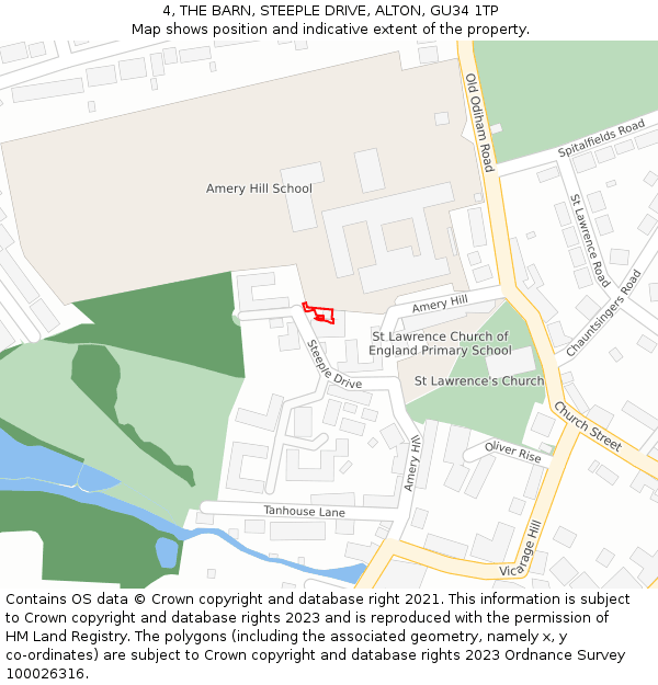 4, THE BARN, STEEPLE DRIVE, ALTON, GU34 1TP: Location map and indicative extent of plot