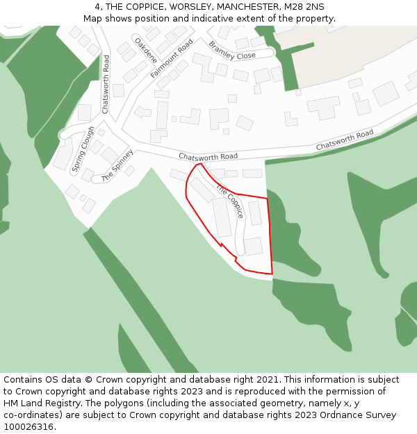 4, THE COPPICE, WORSLEY, MANCHESTER, M28 2NS: Location map and indicative extent of plot