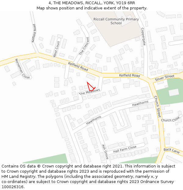 4, THE MEADOWS, RICCALL, YORK, YO19 6RR: Location map and indicative extent of plot