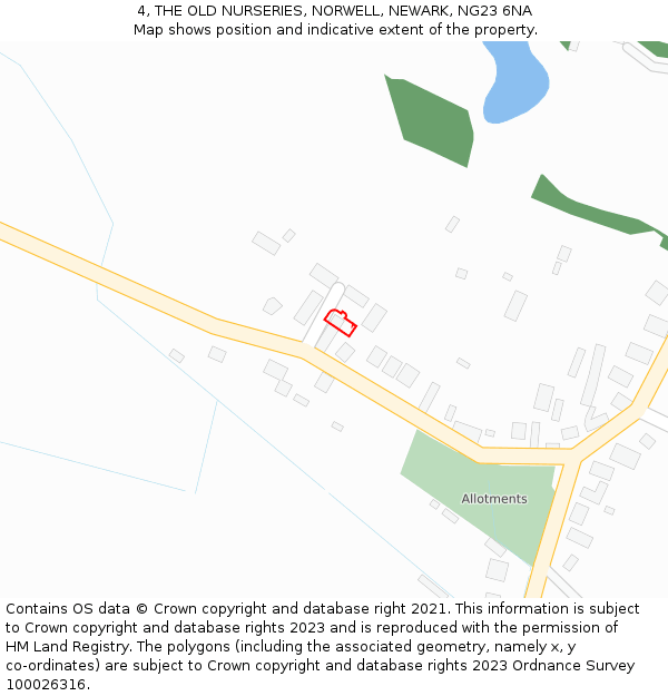 4, THE OLD NURSERIES, NORWELL, NEWARK, NG23 6NA: Location map and indicative extent of plot