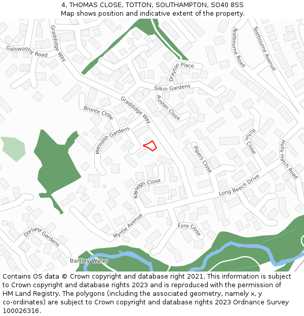 4, THOMAS CLOSE, TOTTON, SOUTHAMPTON, SO40 8SS: Location map and indicative extent of plot