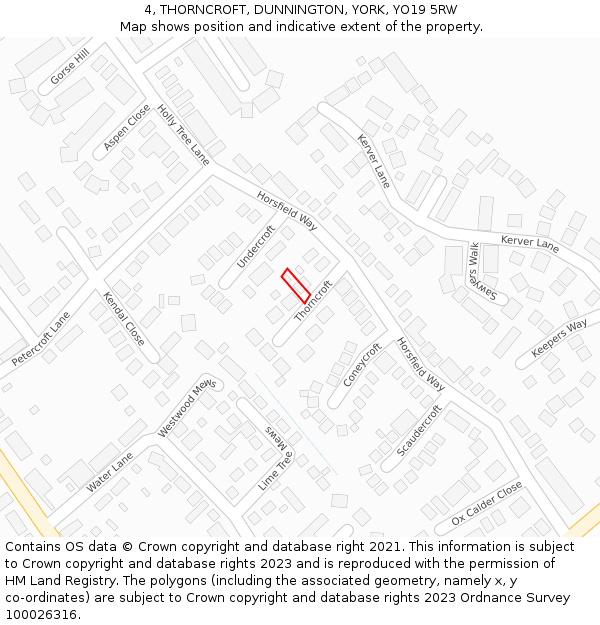 4, THORNCROFT, DUNNINGTON, YORK, YO19 5RW: Location map and indicative extent of plot