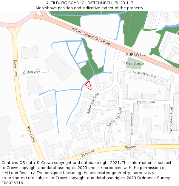 4, TILBURG ROAD, CHRISTCHURCH, BH23 1LB: Location map and indicative extent of plot