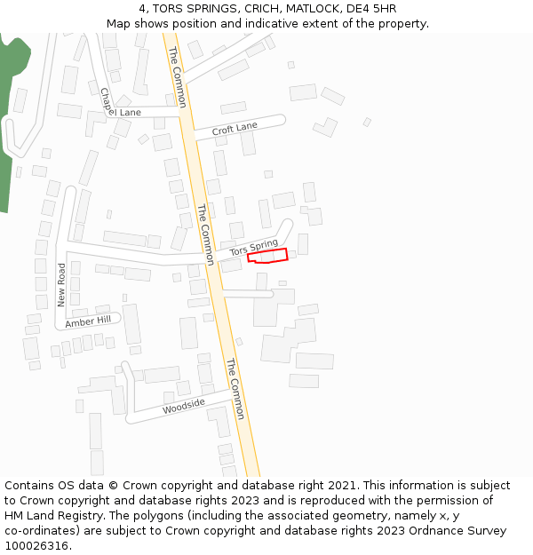 4, TORS SPRINGS, CRICH, MATLOCK, DE4 5HR: Location map and indicative extent of plot