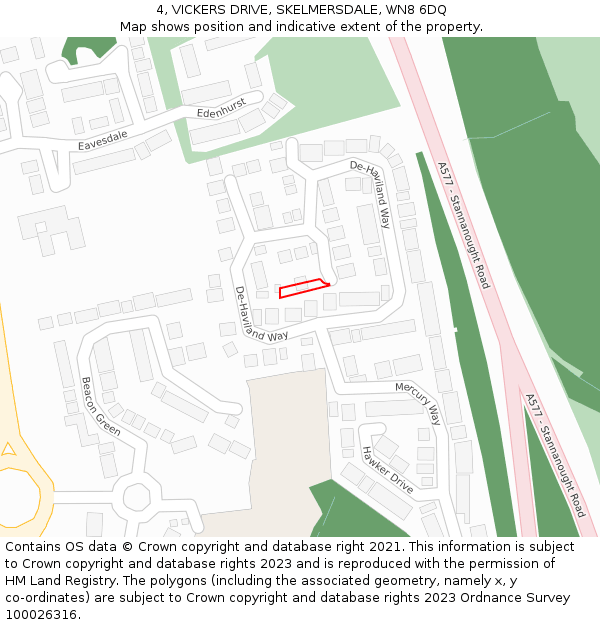 4, VICKERS DRIVE, SKELMERSDALE, WN8 6DQ: Location map and indicative extent of plot