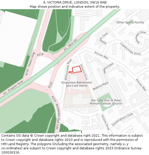 4, VICTORIA DRIVE, LONDON, SW19 6AB: Location map and indicative extent of plot