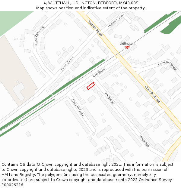 4, WHITEHALL, LIDLINGTON, BEDFORD, MK43 0RS: Location map and indicative extent of plot