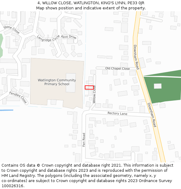 4, WILLOW CLOSE, WATLINGTON, KING'S LYNN, PE33 0JR: Location map and indicative extent of plot