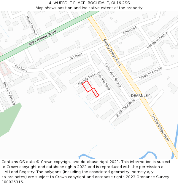 4, WUERDLE PLACE, ROCHDALE, OL16 2SS: Location map and indicative extent of plot