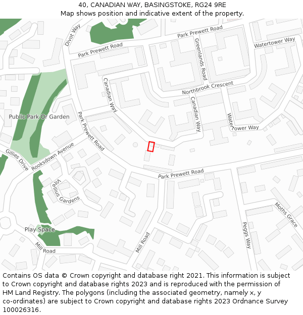 40, CANADIAN WAY, BASINGSTOKE, RG24 9RE: Location map and indicative extent of plot